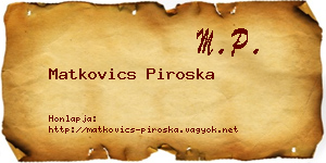 Matkovics Piroska névjegykártya